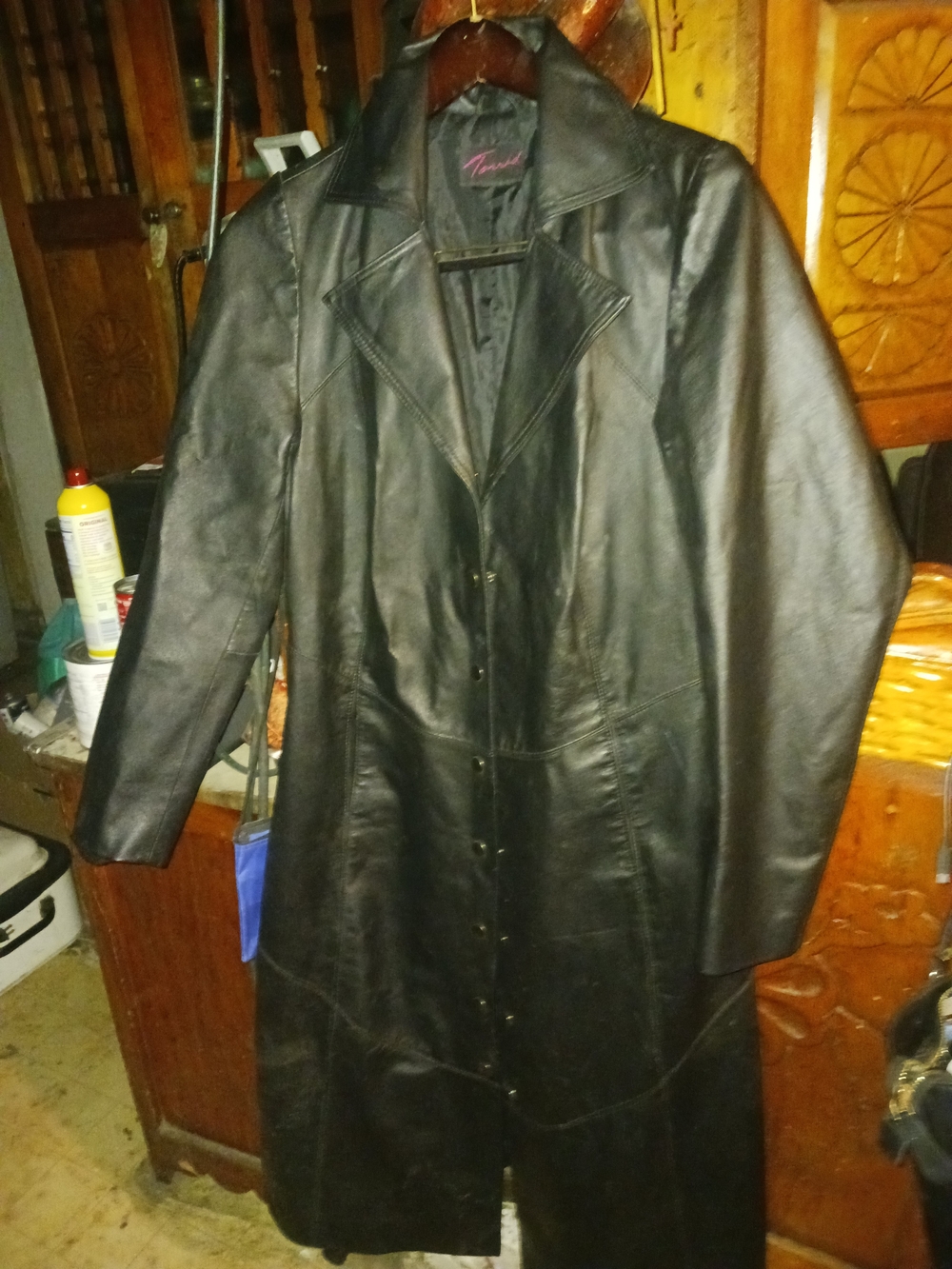 Women's Black Leather Long Coat by Torrid
